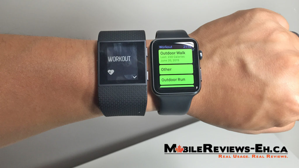 Fitbit Surge vs Apple Watch - Workout Types